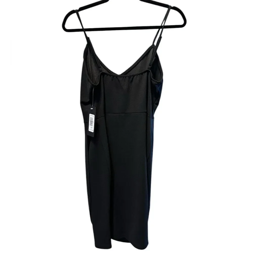 NWOT BEBE Women’s Little Black Mini Dress Adjustable Straps - Size Large - Picture 7 of 8